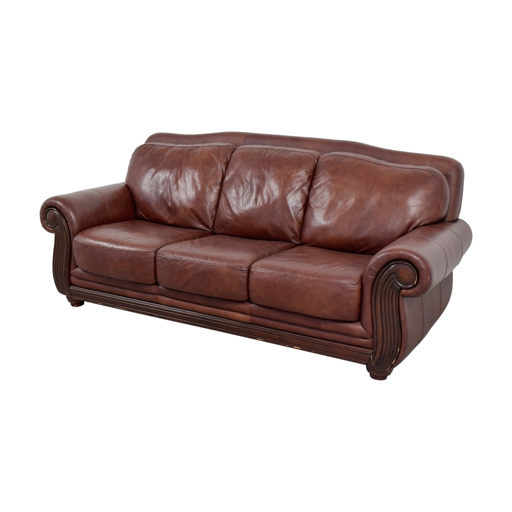 Cassina Court Caramel Brown Leather Sofa - Rooms To Go