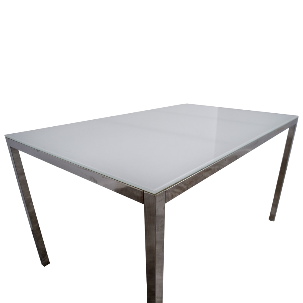84% OFF - IKEA IKEA White Glass Top Dining Table / Tables