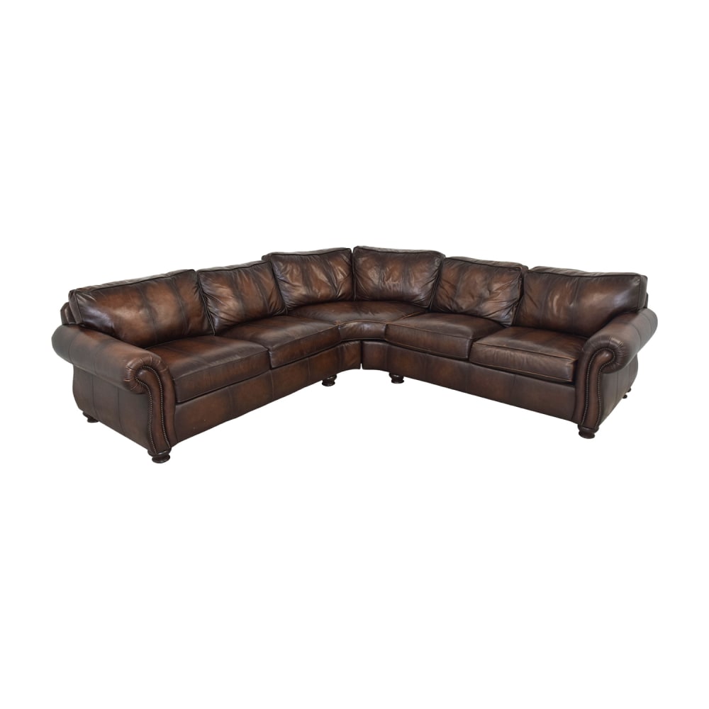 Raymour & Flanigan Brown Leather Sectional Raymour & Flanigan