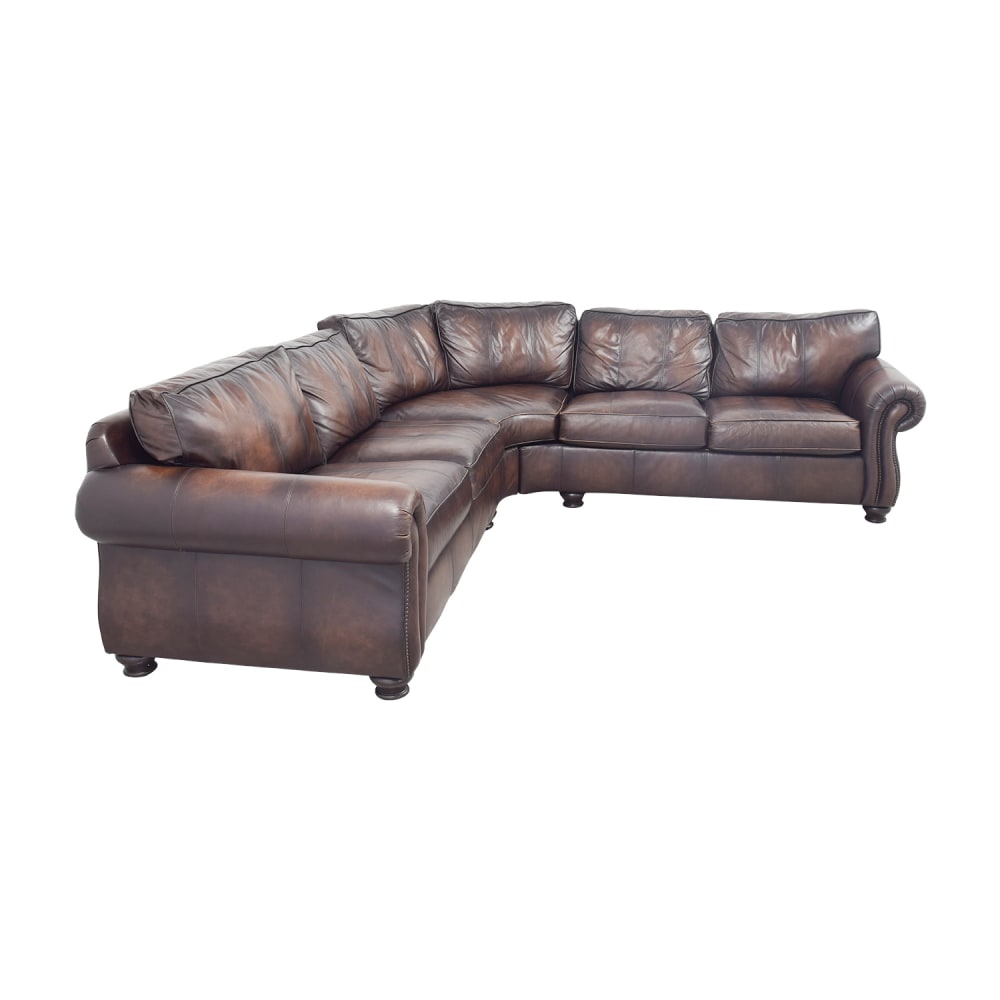 Raymour & Flanigan Brown Leather Sectional sale