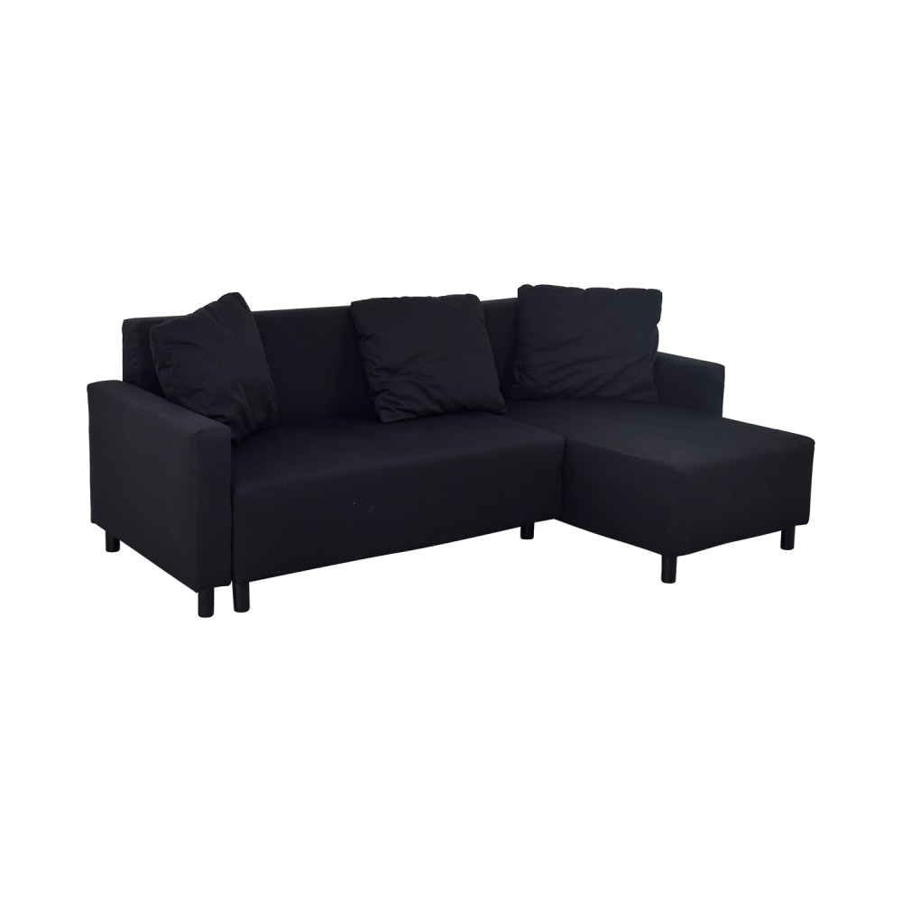 krater Jood Handel 31% OFF - IKEA IKEA Black Sleeper Chaise Sectional with Storage / Sofas