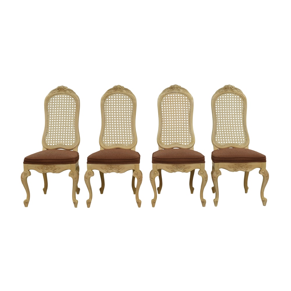 Vintage French Cane Back Dining Side Chairs  