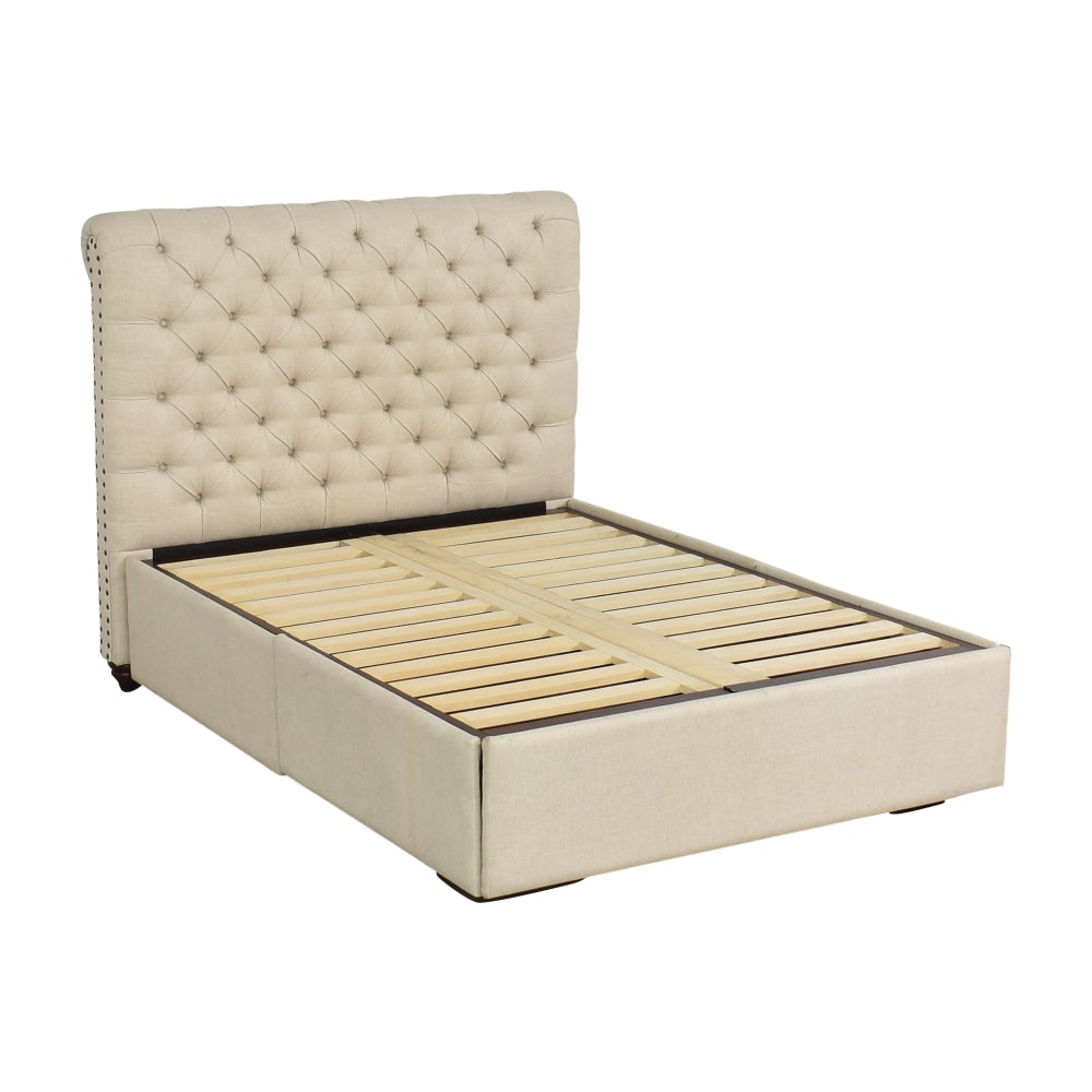 shop Pottery Barn Chesterfield Tufted Upholstered Full Storage Platform Bed Pottery Barn