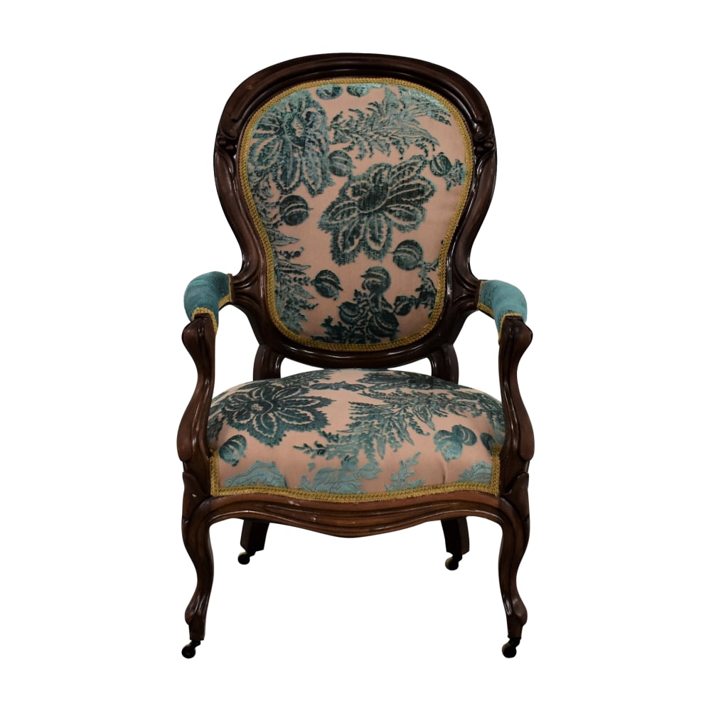 Louis Philippe-Style Floral Parlor Chair, 93% Off