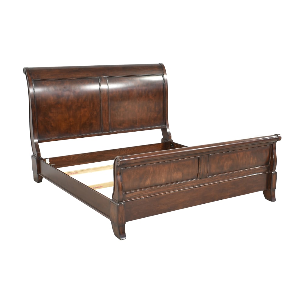 Traditional Style Louis Philippe Eastern King Size Solid Pine Sleigh Bed  with Headboard & Footboard - Bed Bath & Beyond - 35464995