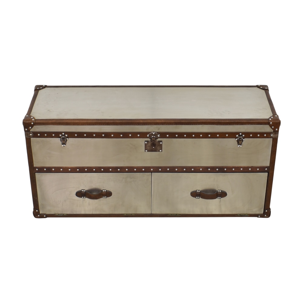 Restoration Hardware leather steamer trunk dresser