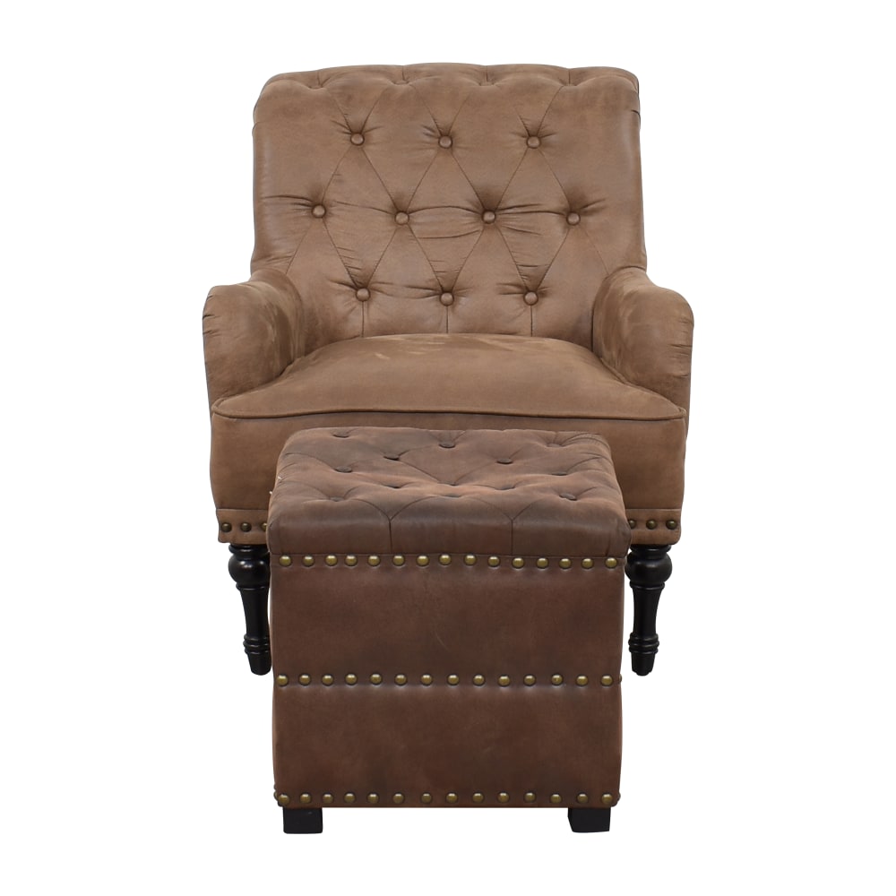  Chesterfield Tufted Accent Chair and Ottoman discount