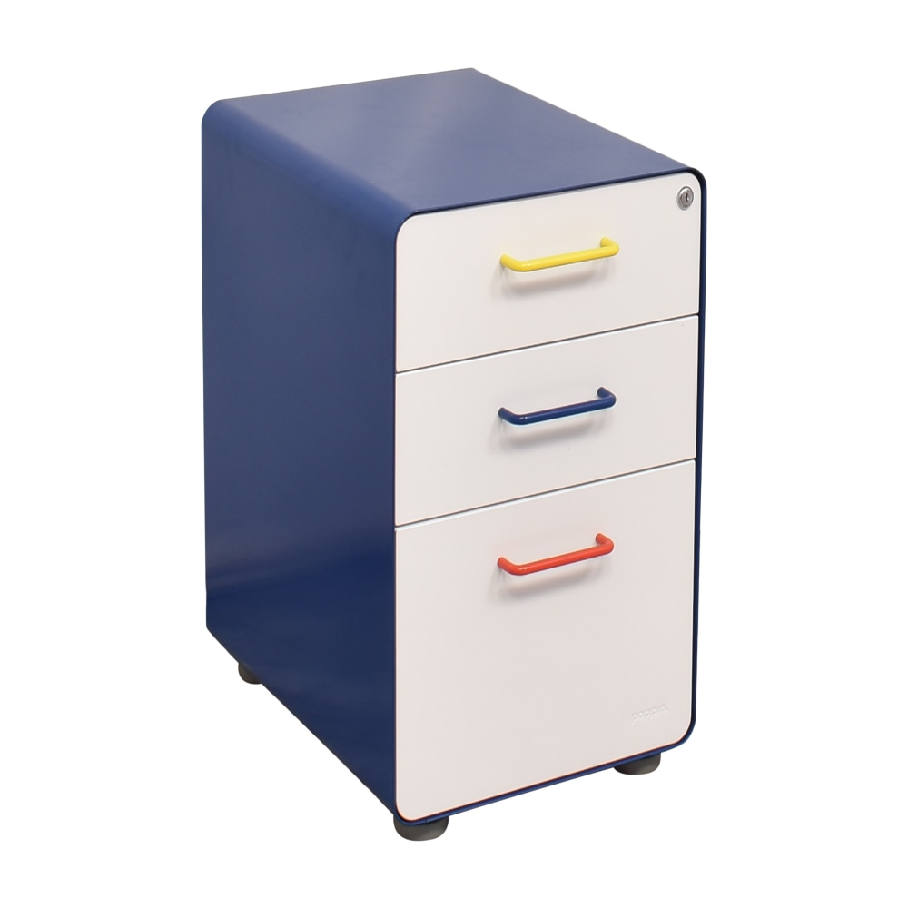 Poppin White 3-Drawer Stow Locking Filing Cabinet