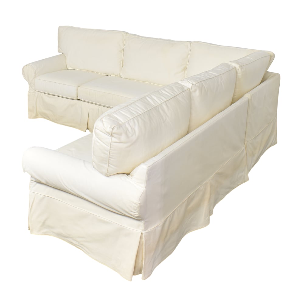 Pottery Barn Kids Roll Arm Slipcovered Swivel Rocker in White Linen – KLM  Luxury Consignment