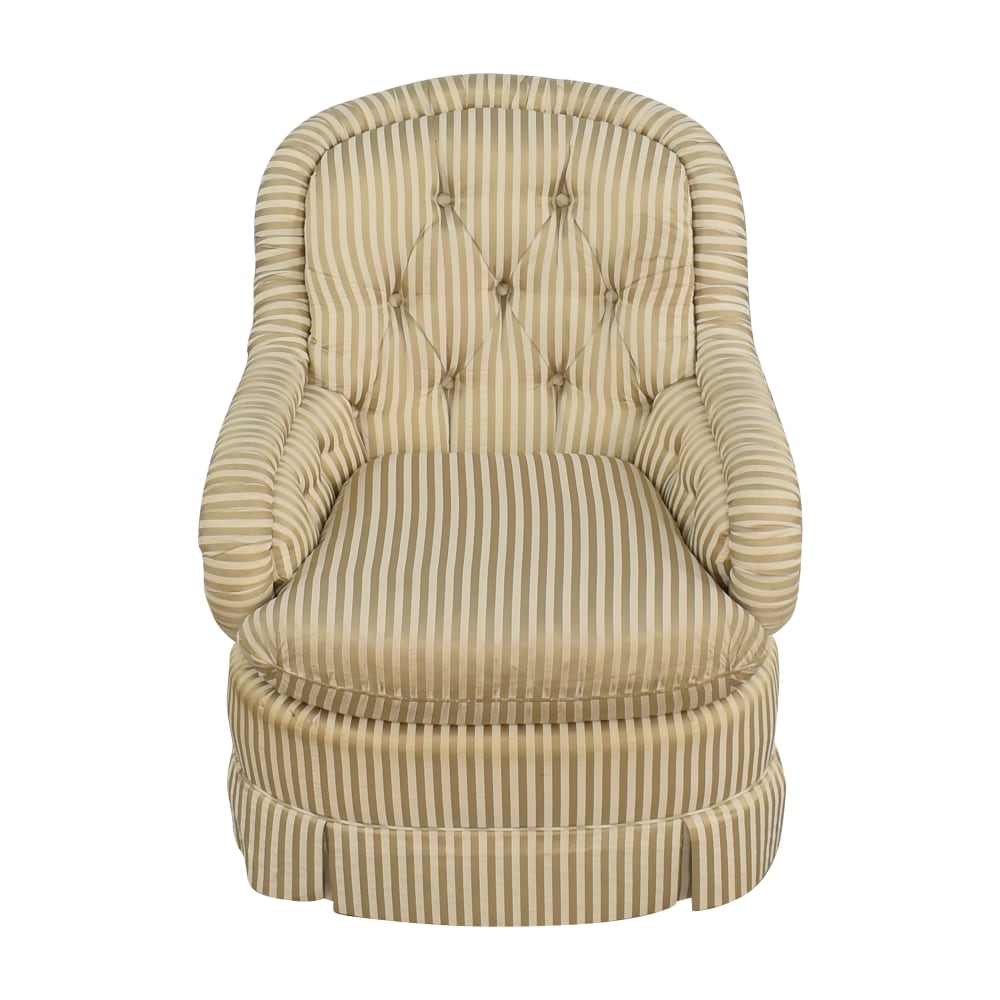 Baker Armchair in Beige with Foot Stool - AptDeco