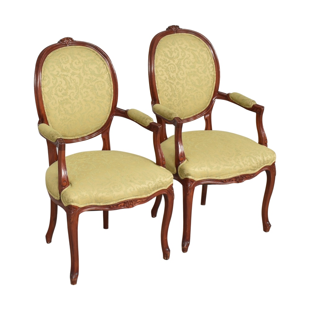 French louis xvi moire arm chairs