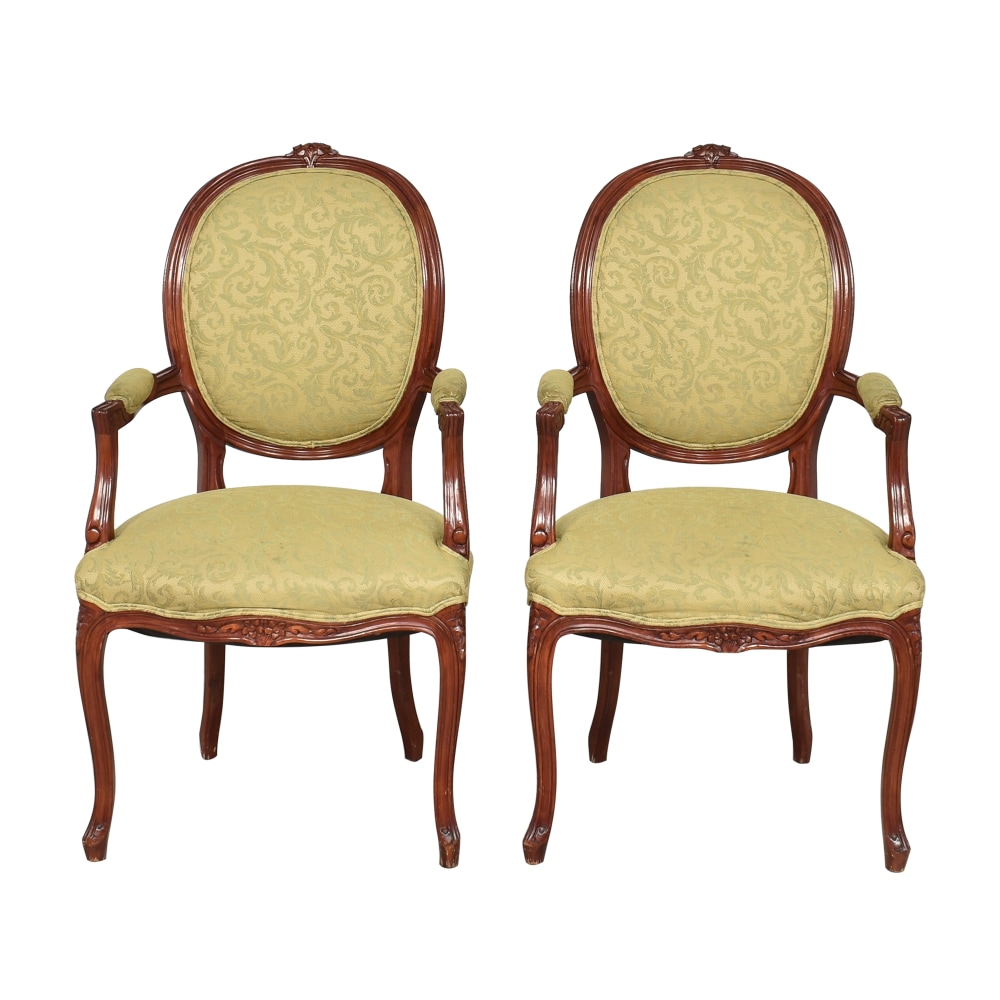 French louis xvi moire arm chairs