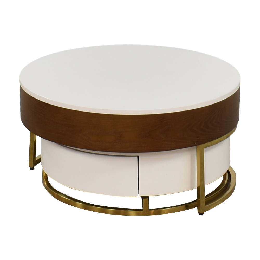 Homary Nesnesis Round Lift-Top Nesting Coffee Table with Rotatable ...