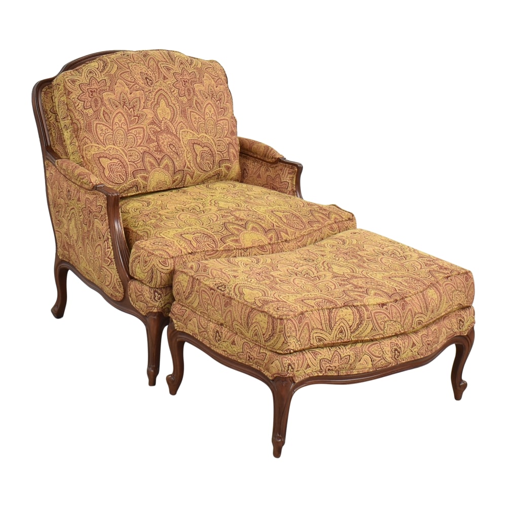 Ethan Allen Louis XV Style 'Versailles' Lounge Chair and Ottoman