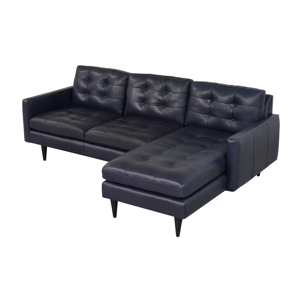 Crate & Barrel Crate & Barrel Petrie Chaise Sectional blue