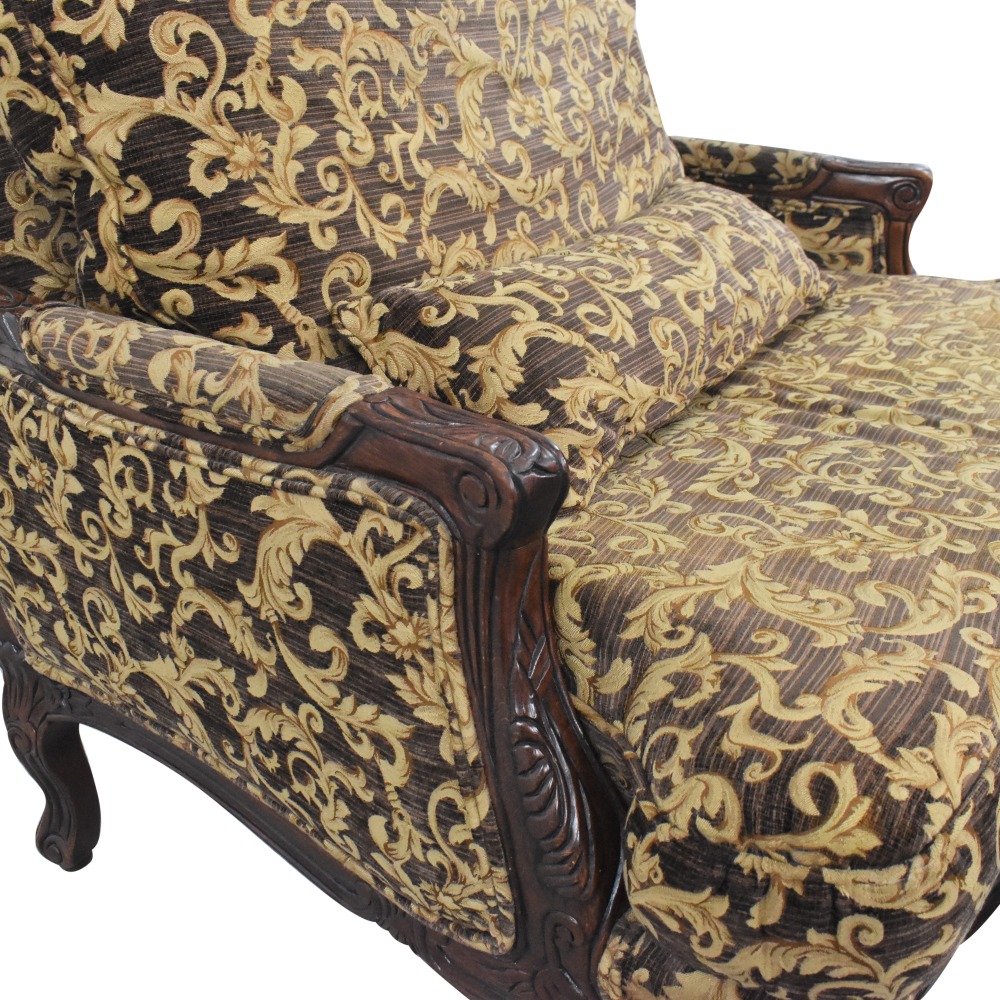 Black and Gold Safari Animal Upholstered Chair and Ottoman