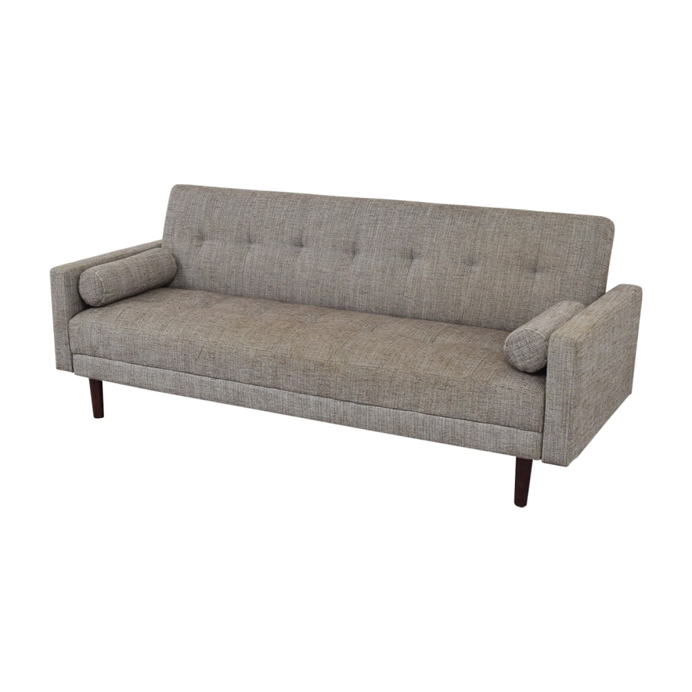 Livingandhome Sofa Bed 3 Seater Grey Fabric Tufted Convertible