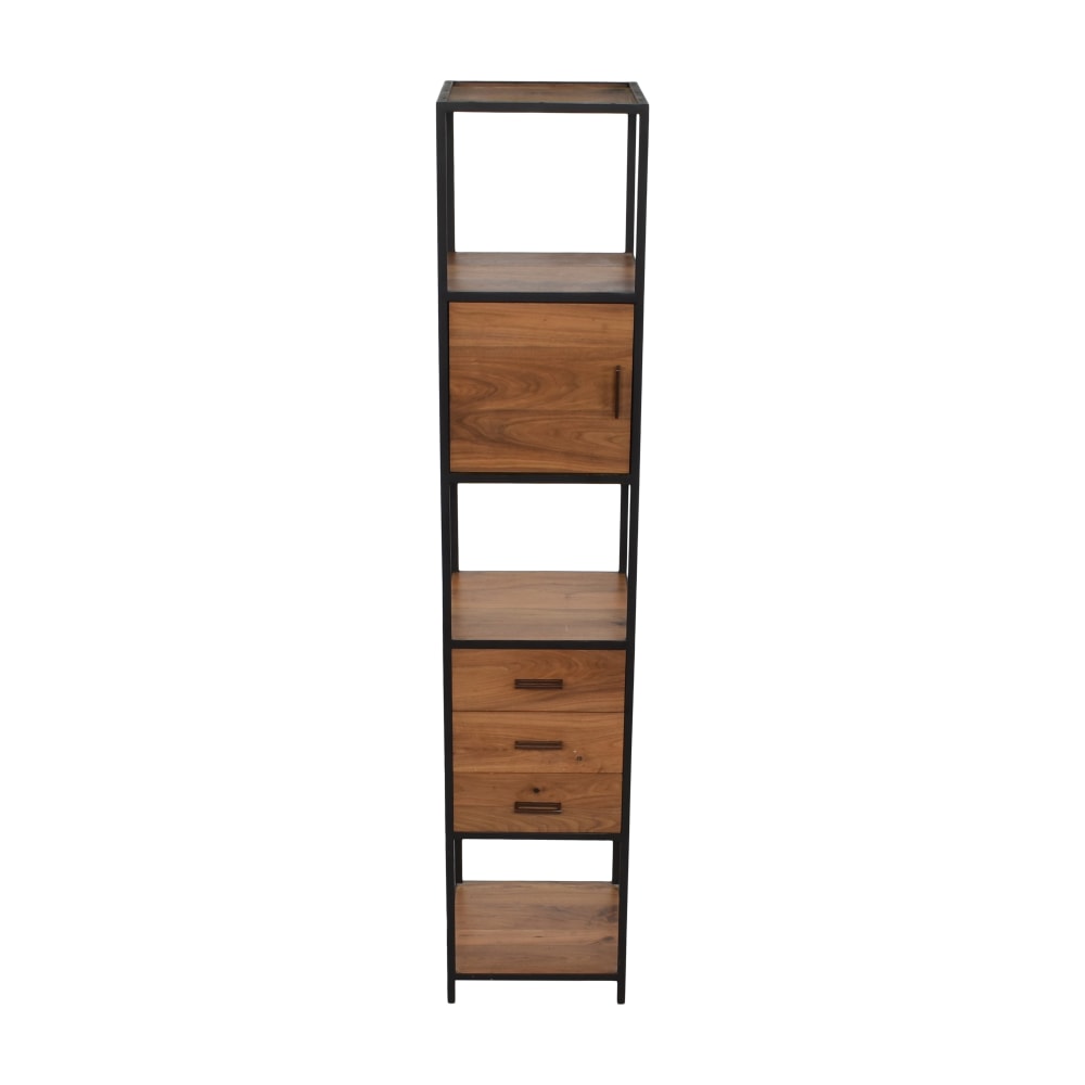 Knox Black Trim and Walnut Tall Open Storage Bookshelf + Reviews