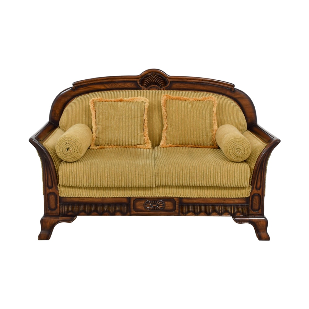 buy  Striped Carved Wood Two Cushion Loveseat online