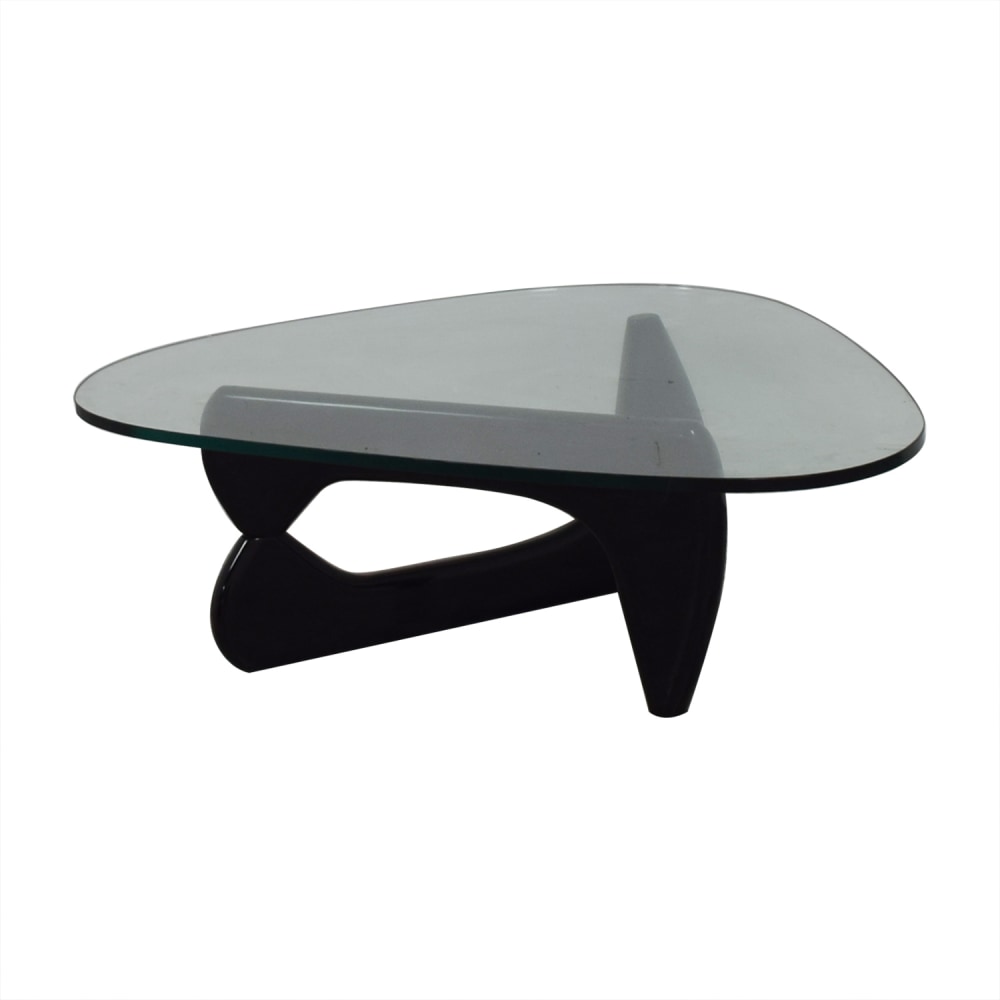Maurice Villency Maurice Villency Noguchi Style Glass with Black Lacquer Coffee Table nj