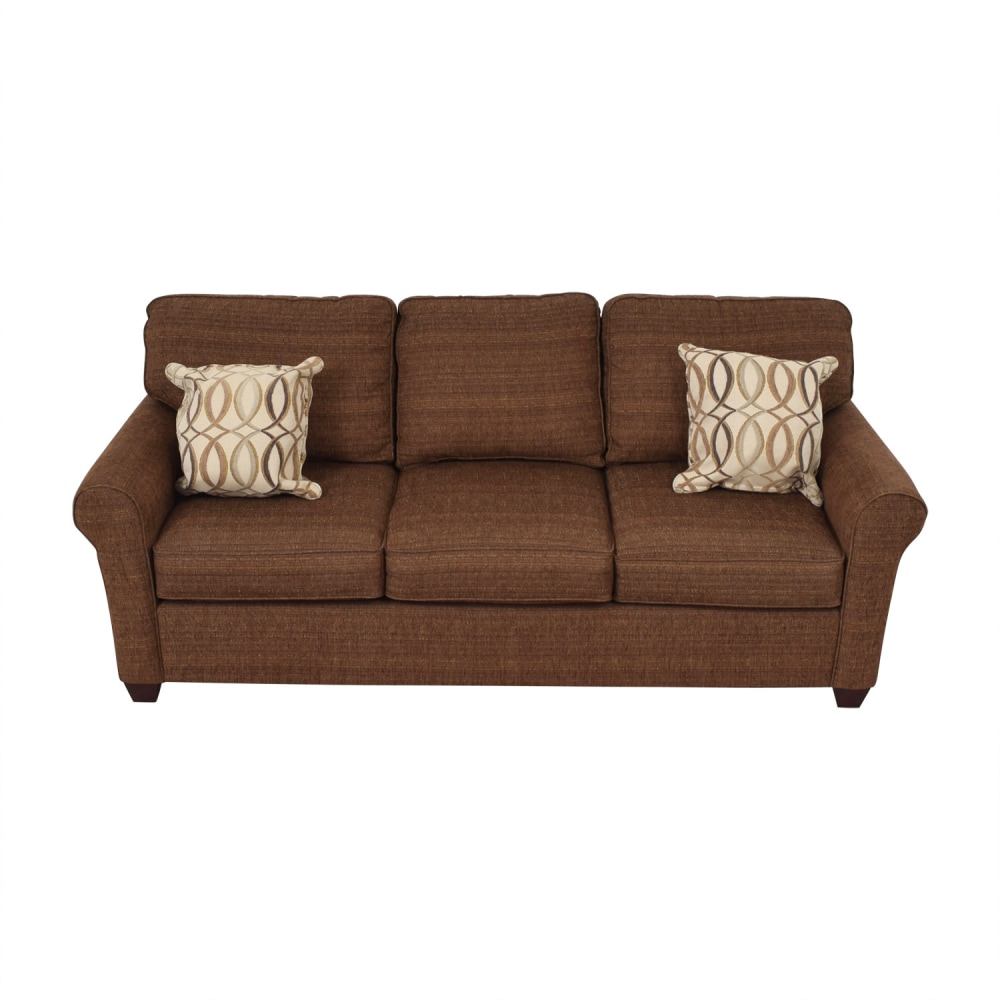 Bassett Bassett Brown Tweed Three-Cushion Sofa price