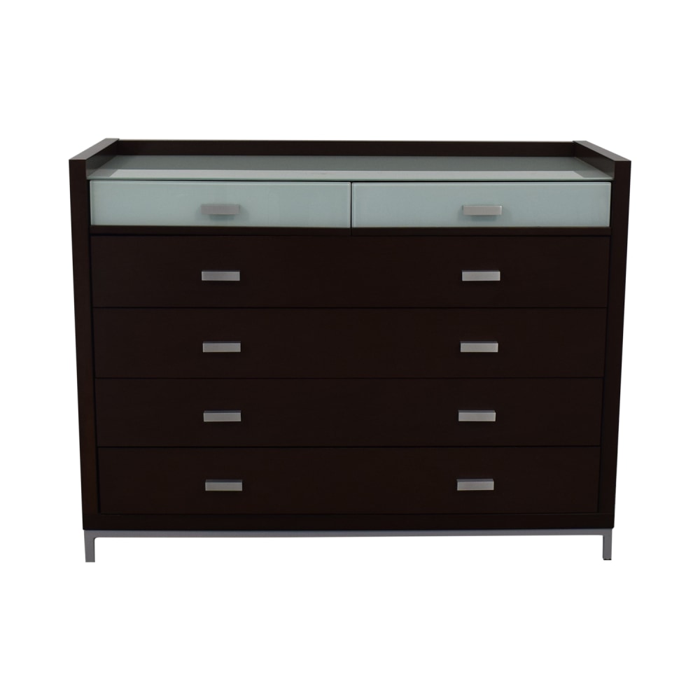 shop Six Drawer Dresser With Frosted Glass  Storage