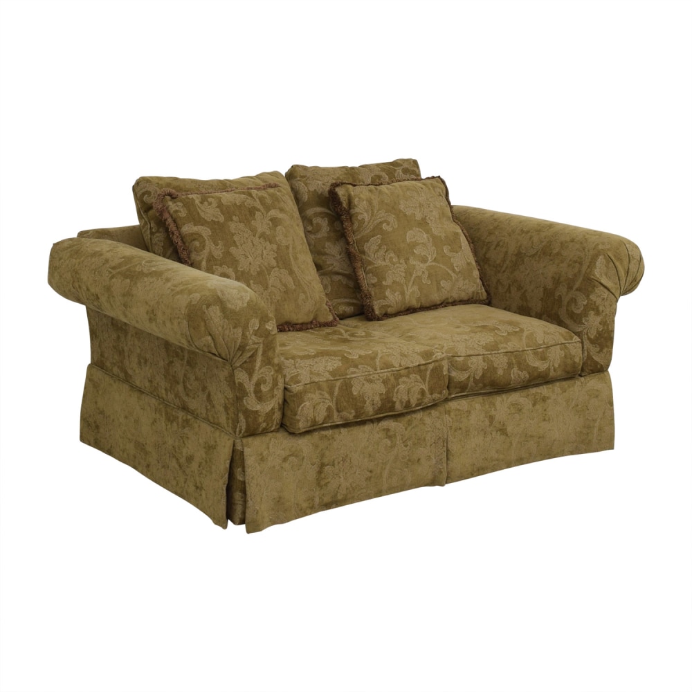 Alan White Brown and Tan Two-Cushion Couch | 82% Off | Kaiyo