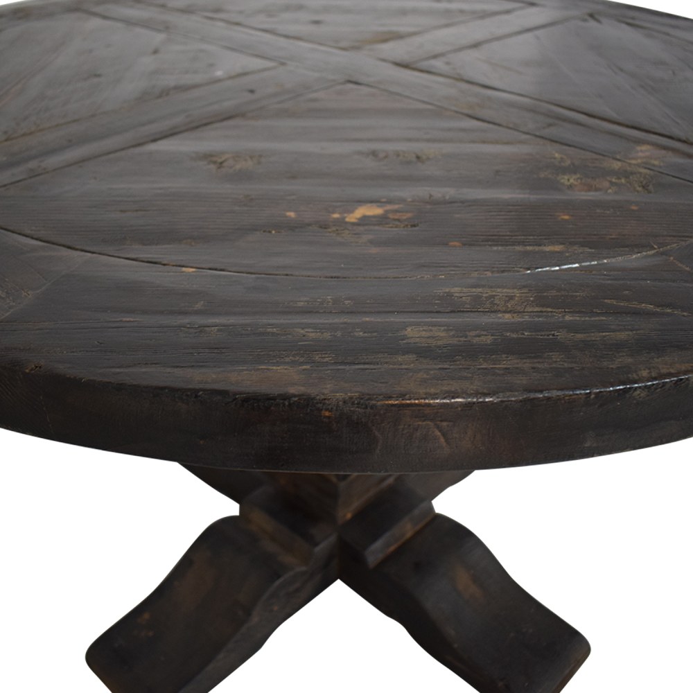 Restoration Hardware Restoration Hardware Round Salvaged Wood Distressed Trestle Table Dinner Tables