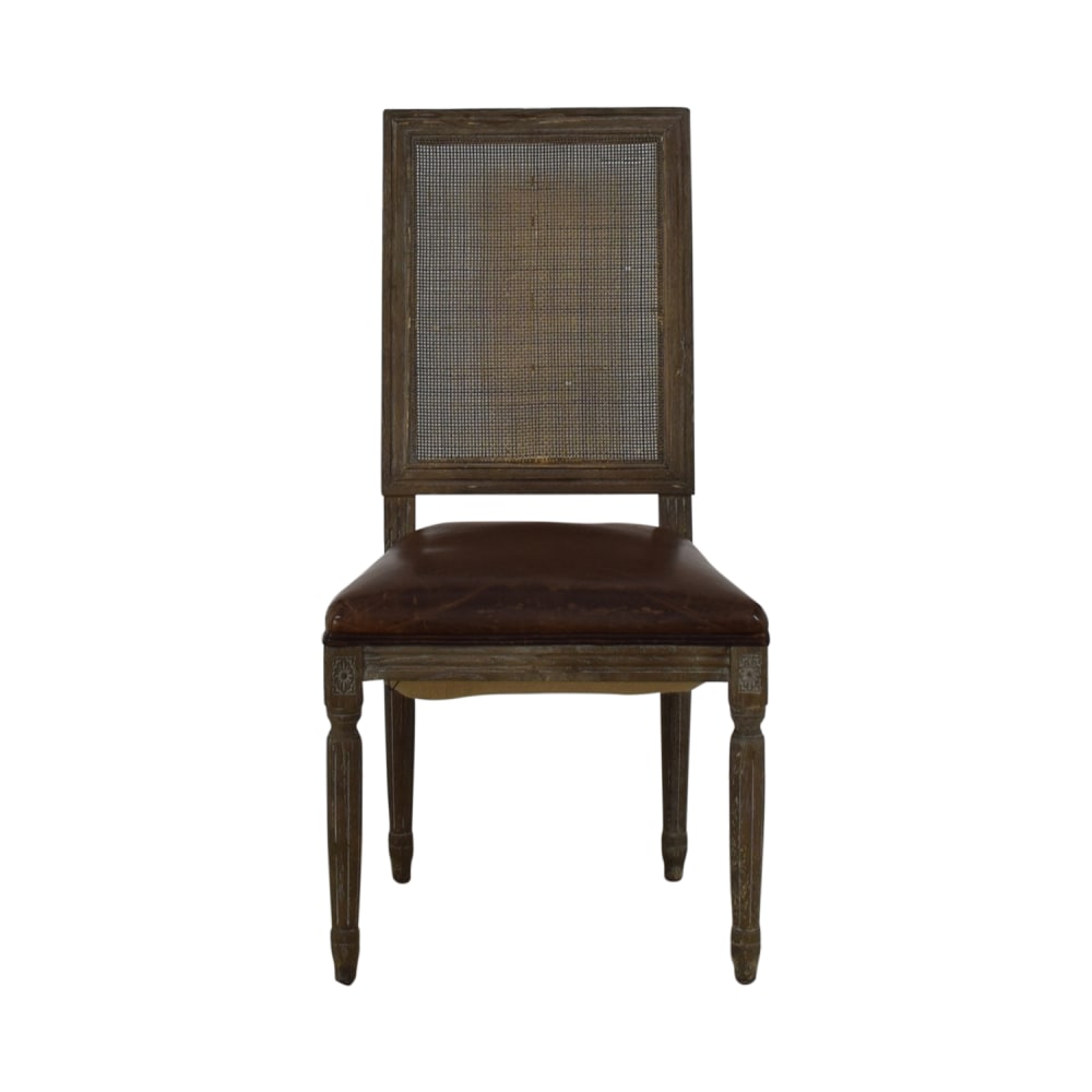 82% OFF - Restoration Hardware Restoration Hardware Vintage French Square  Cane Back Leather Side Chair / Chairs