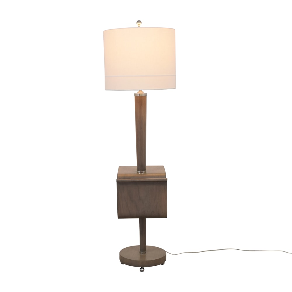 Mid Century Modern Walnut Floor Lamp with Magazine Rack