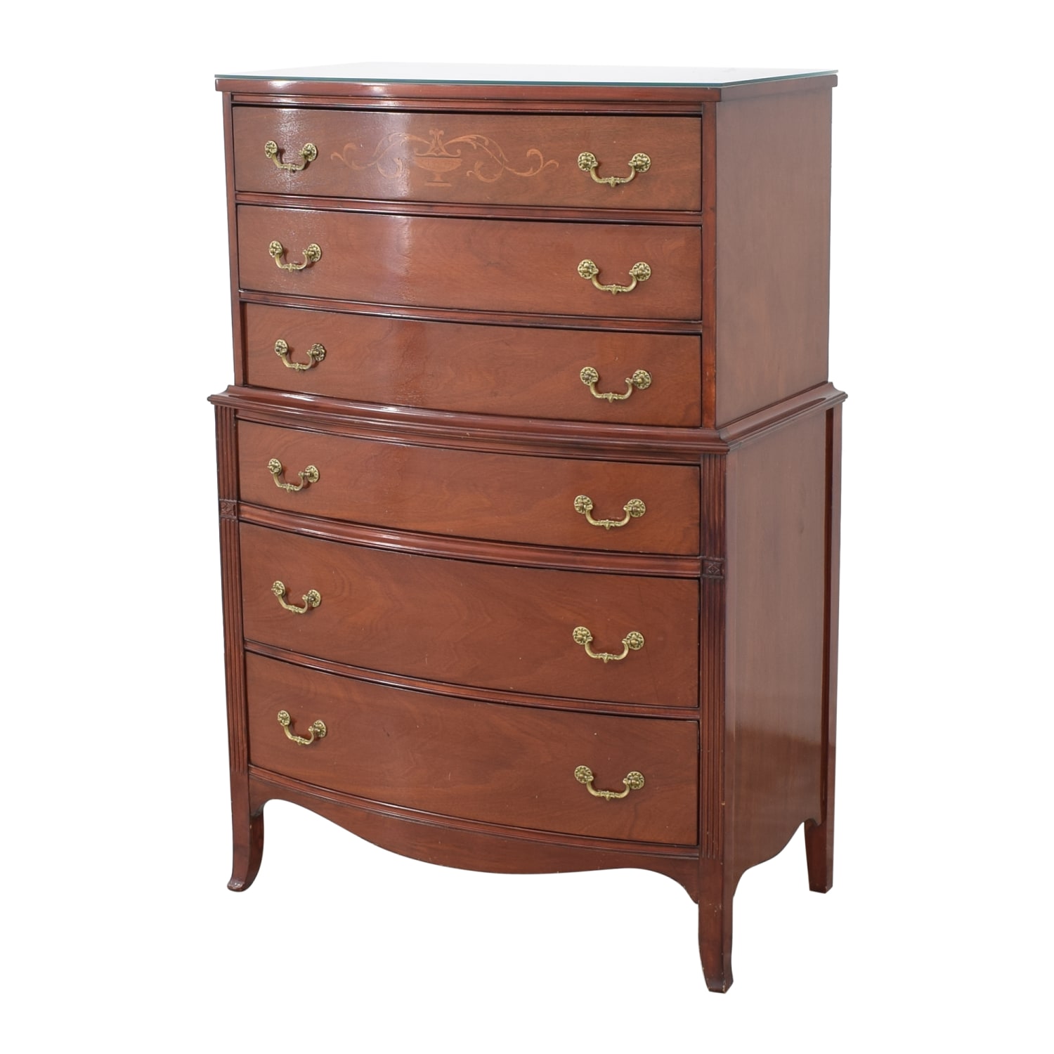 buy Vintage Glass Top Chest of Drawers 