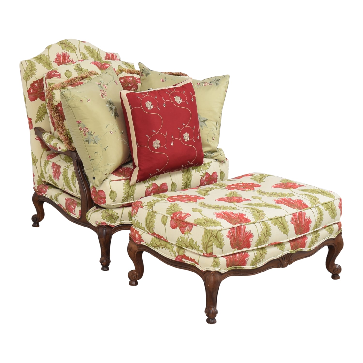 Clayton Marcus Floral Chair with Ottoman / Accent Chairs