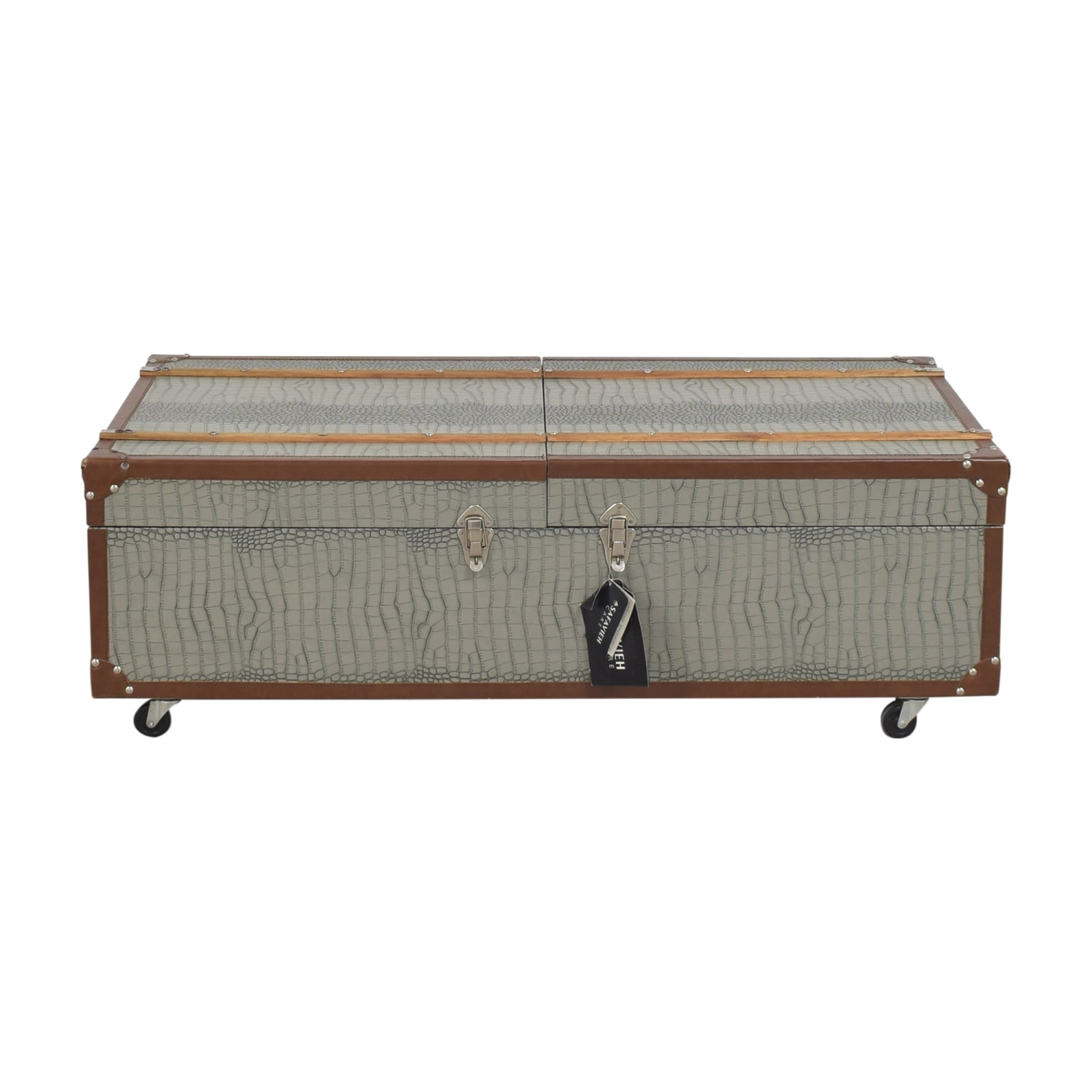 Safavieh Zoe Coffee Table Storage Trunk With Wine Rack Grey