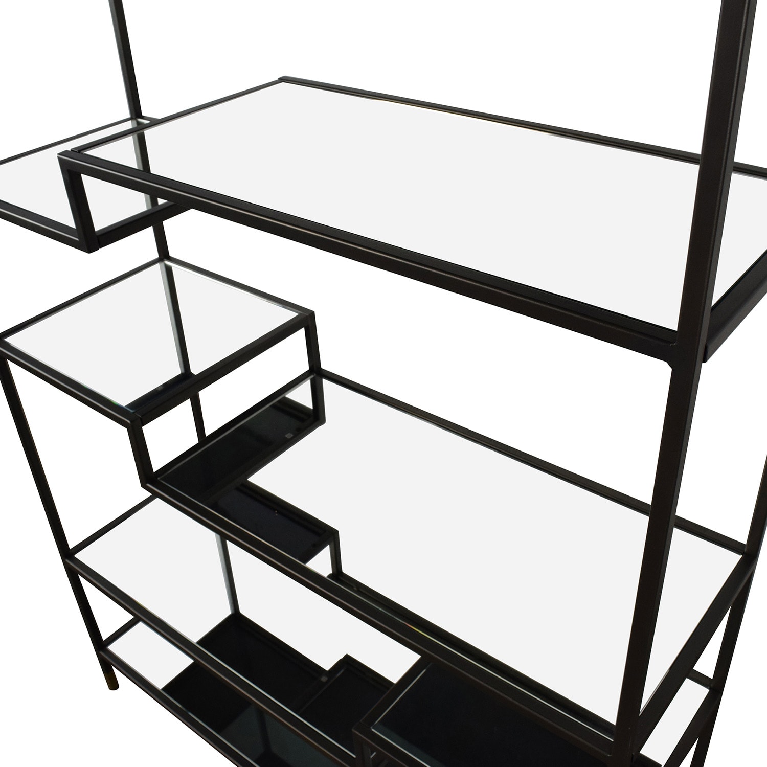 Ezra Matte Black Metal and Glass Etagere Shelf - World Market