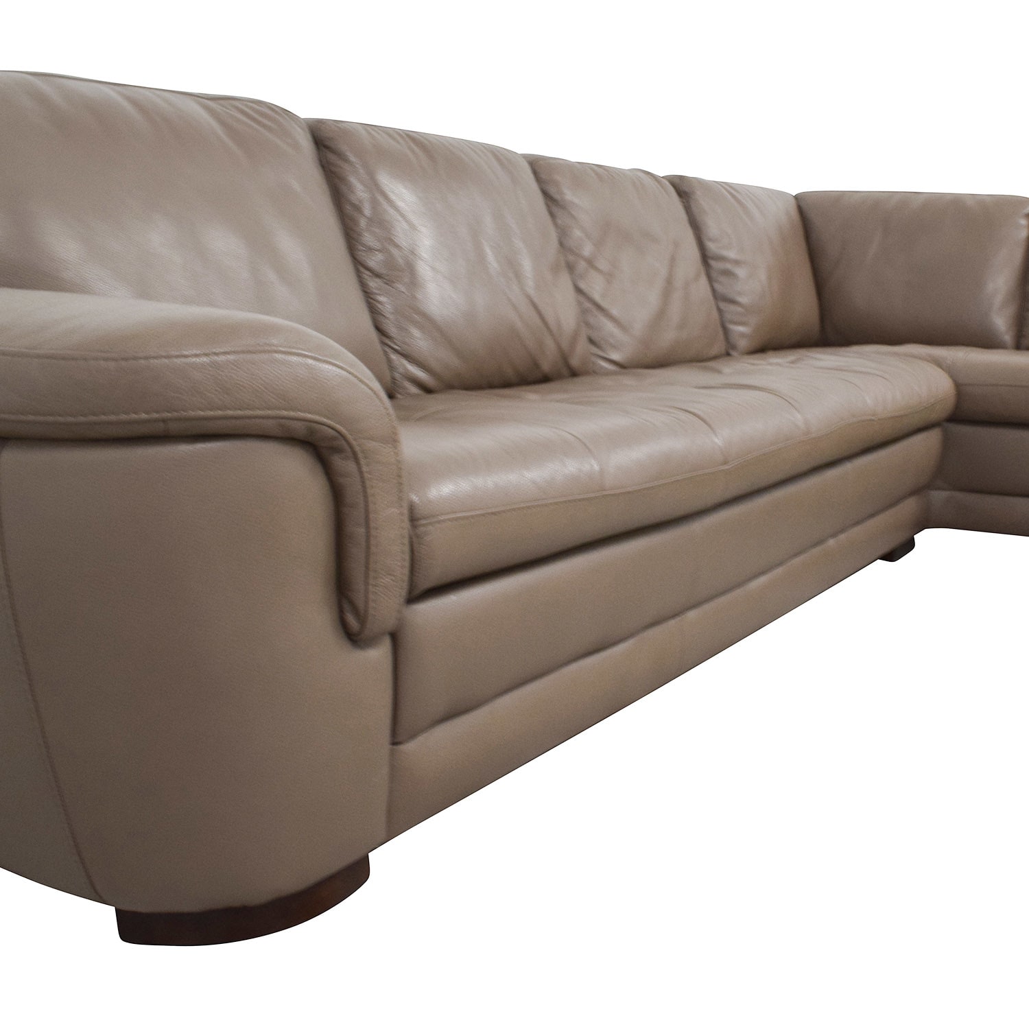 Flanigan Tan Tufted Leather Sectional