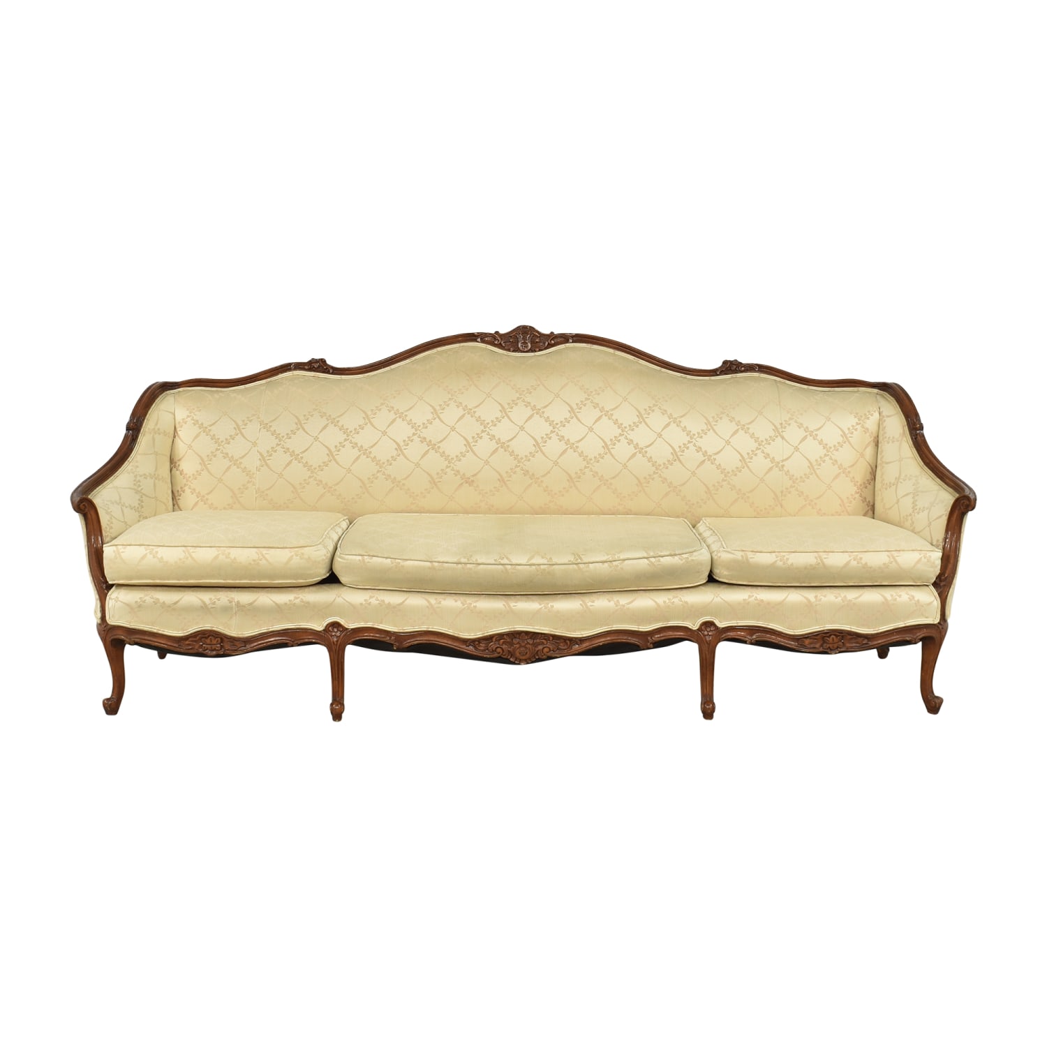 Vintage French Tufted Three Cushion Sofa, 73% Off