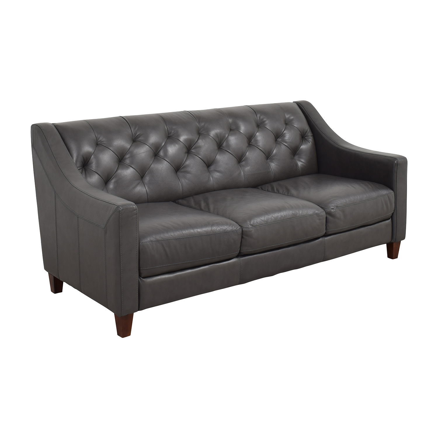 Macy S Tufted Gray Leather Sofa 69