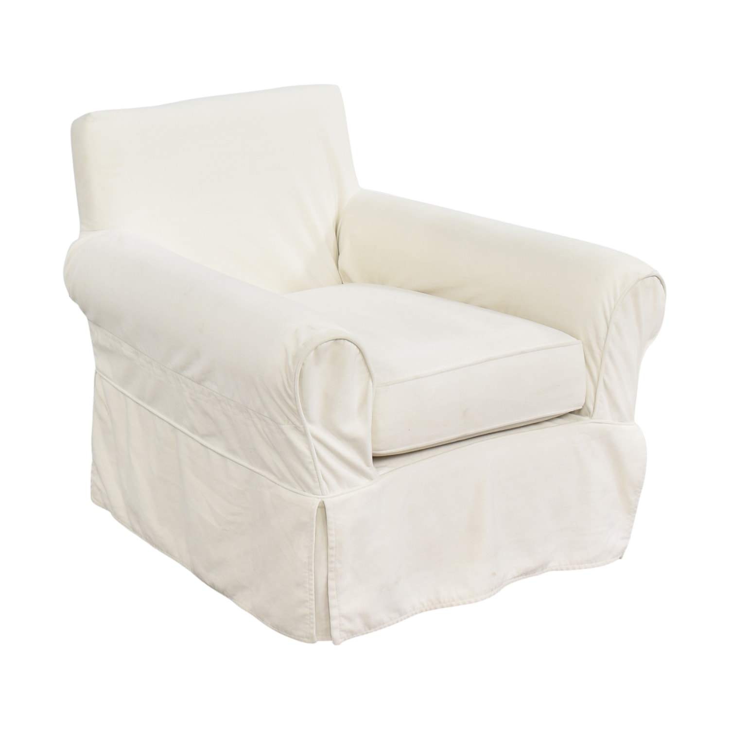 Pottery Barn Kids Roll Arm Slipcovered Swivel Rocker in White Linen – KLM  Luxury Consignment