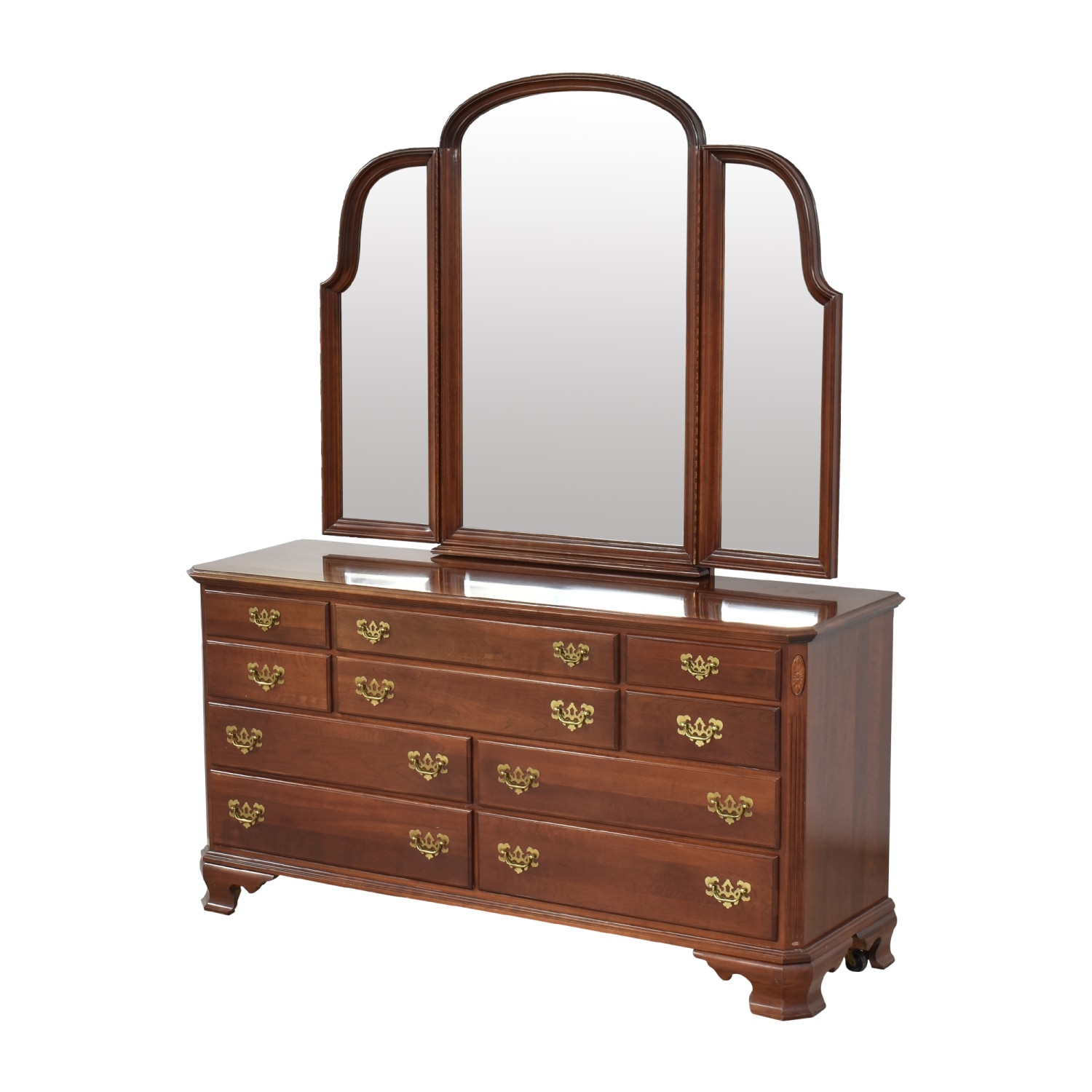 Ethan Allen Ethan Allen Chippendale Triple Dresser and Mirror  nyc