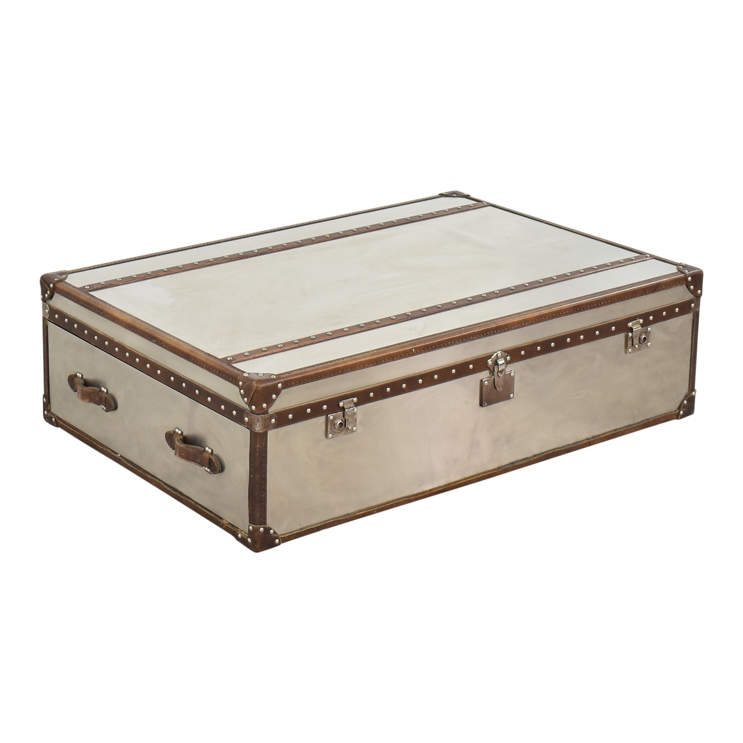 Mayfair Steamer Trunk Double Chest - Brushed Steel