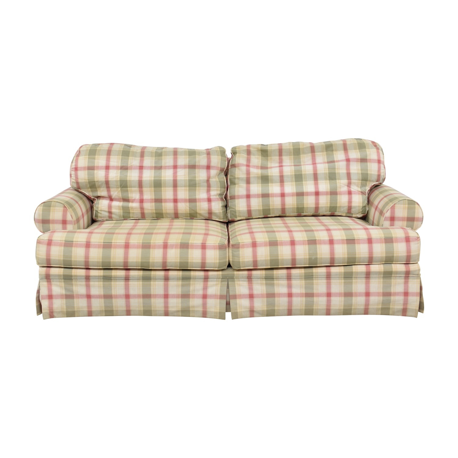 Broyhill Cottage Chic Brown & Maroon Tartan Sofa