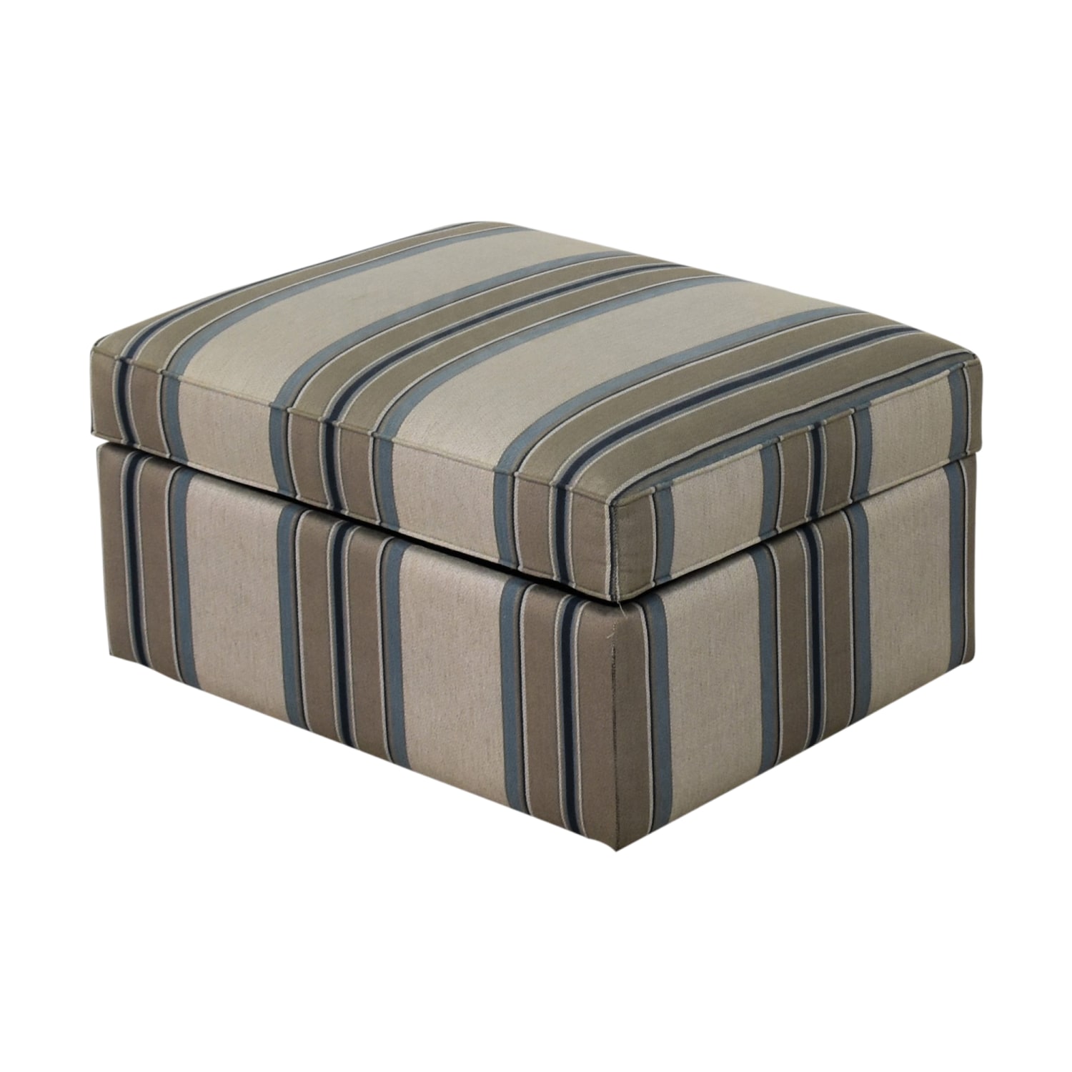 Upholstered Striped Storage Ottoman   