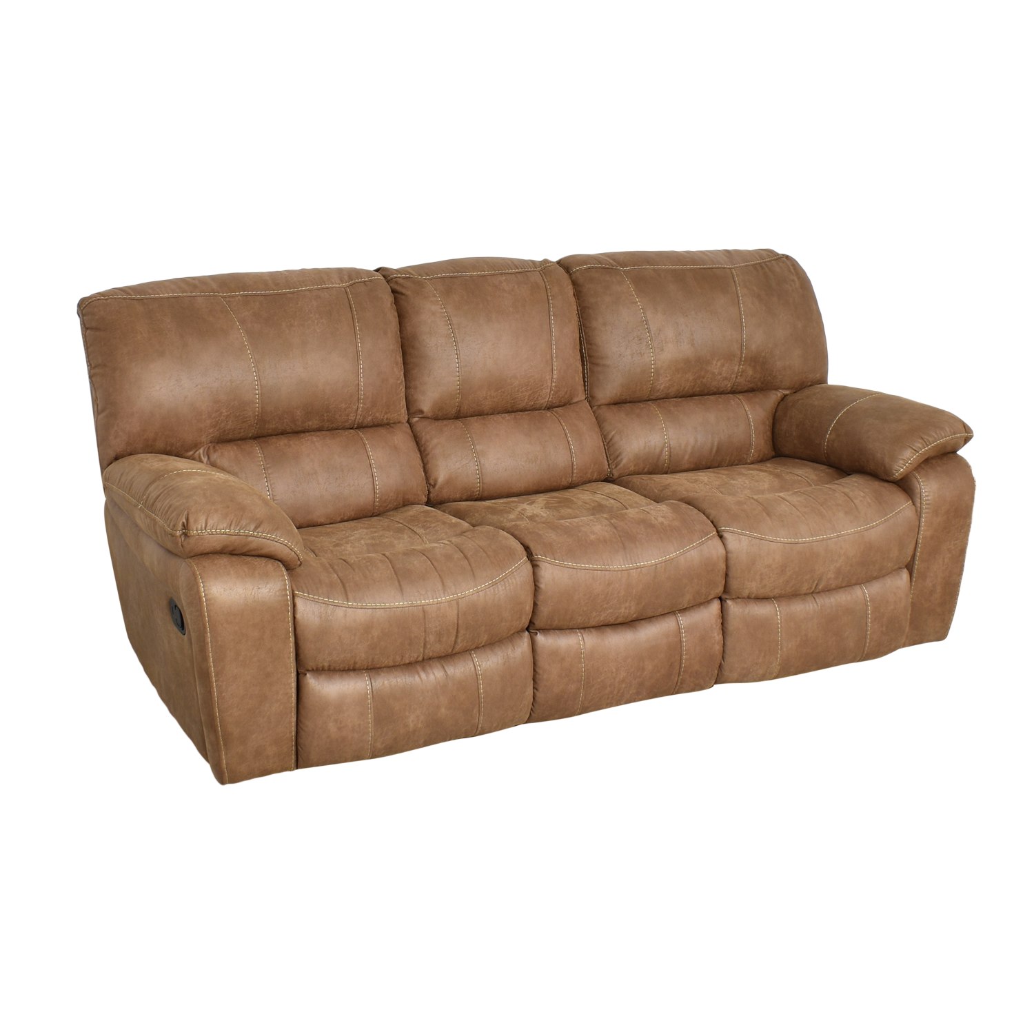 Cindy Crawford Alpen Ridge Silt Brown Microfiber Non-Power Reclining Sofa - Rooms  To Go