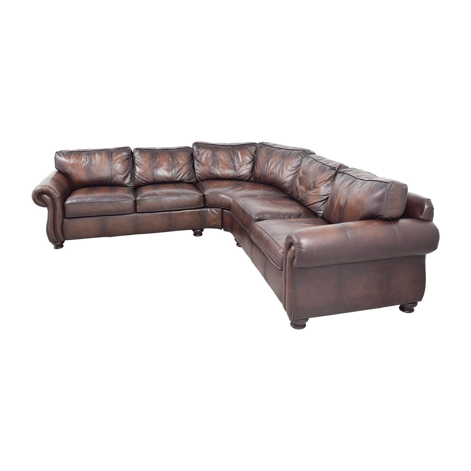 shop Raymour & Flanigan Raymour & Flanigan Brown Leather Sectional online