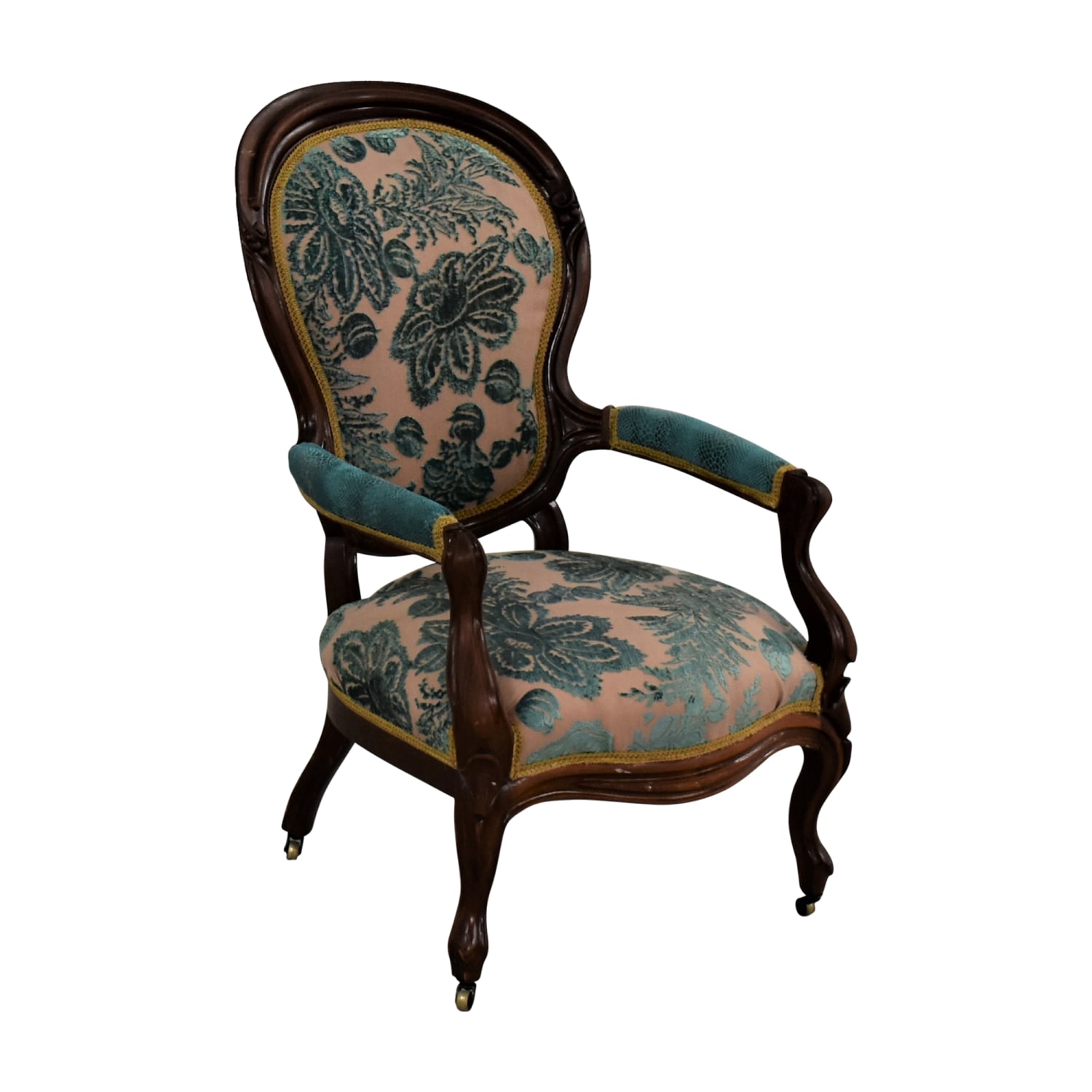 Louis Philippe-Style Floral Parlor Chair, 93% Off