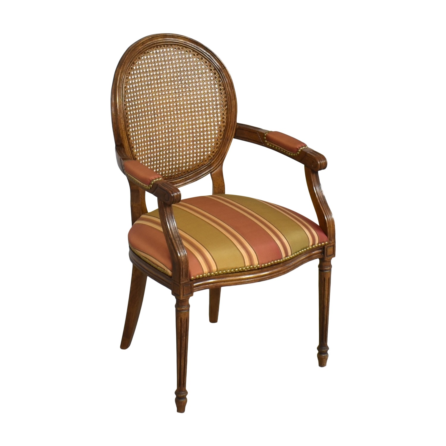 Louis XVI Style Oval Cane Back Arm Chair, 37% Off