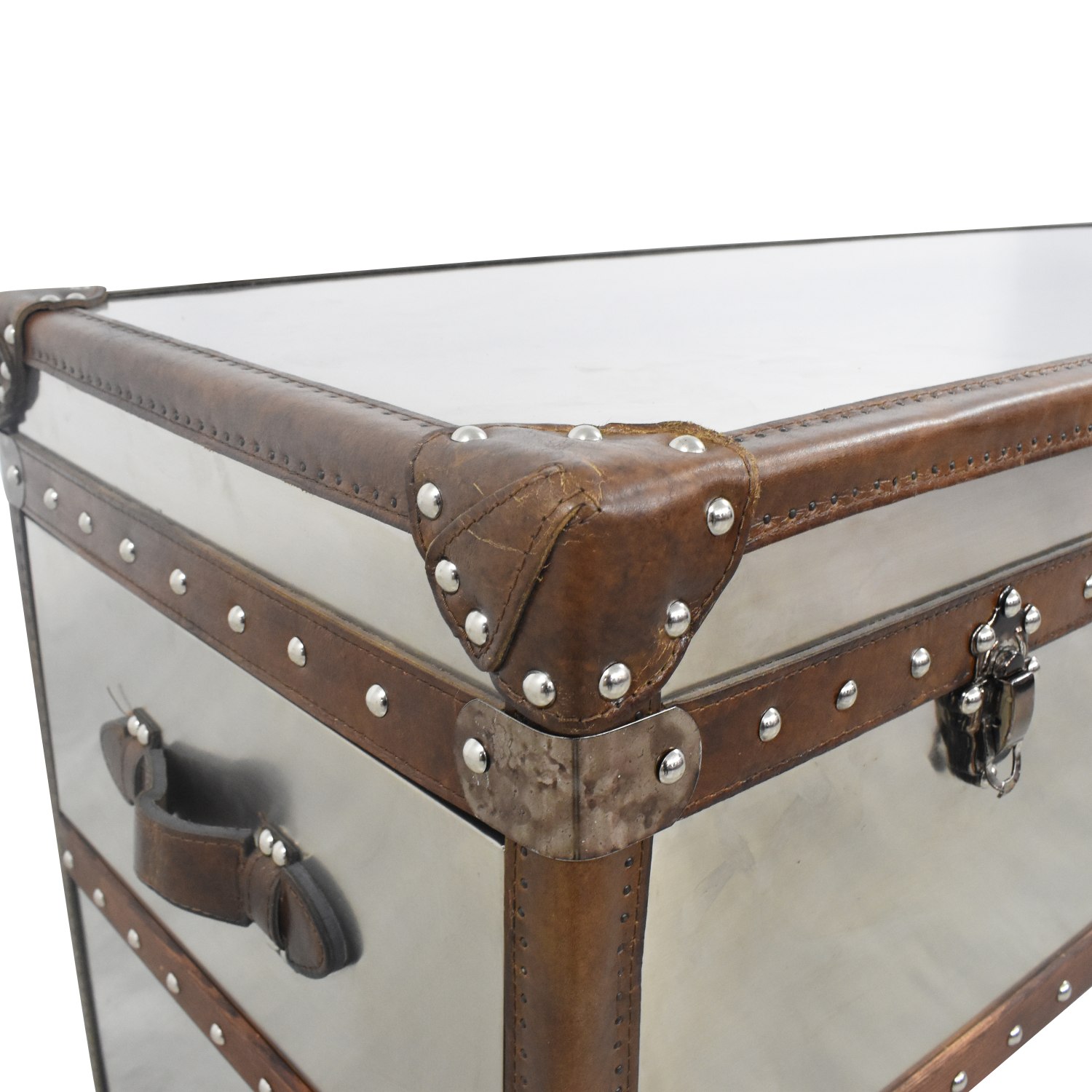 Mayfair Steamer Trunk Double Chest - Brushed Steel