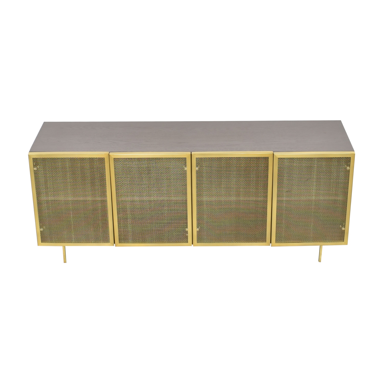 Trace Brass Wire Mesh Cabinet Credenza