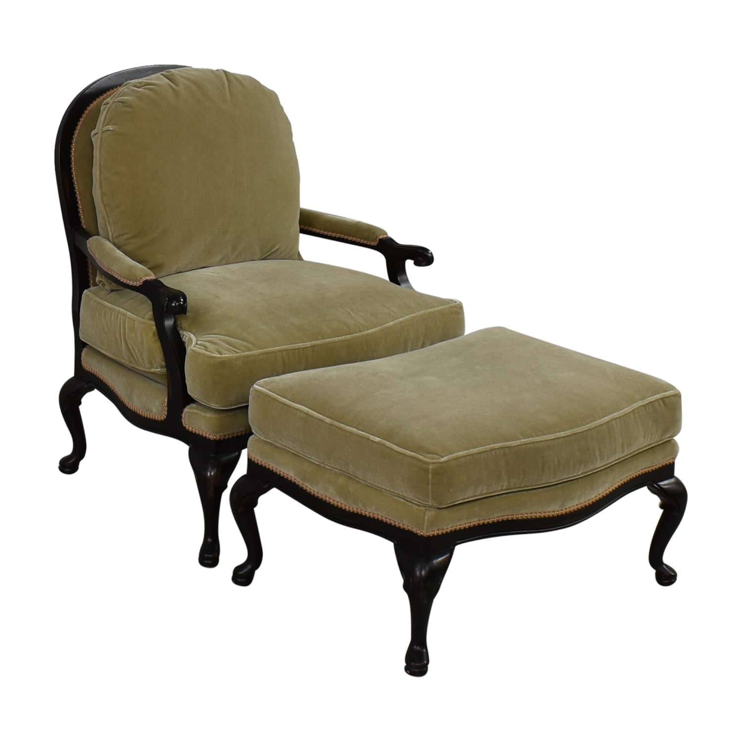 Calico Custom Upholstered Accent Chair and Ottoman / Chairs