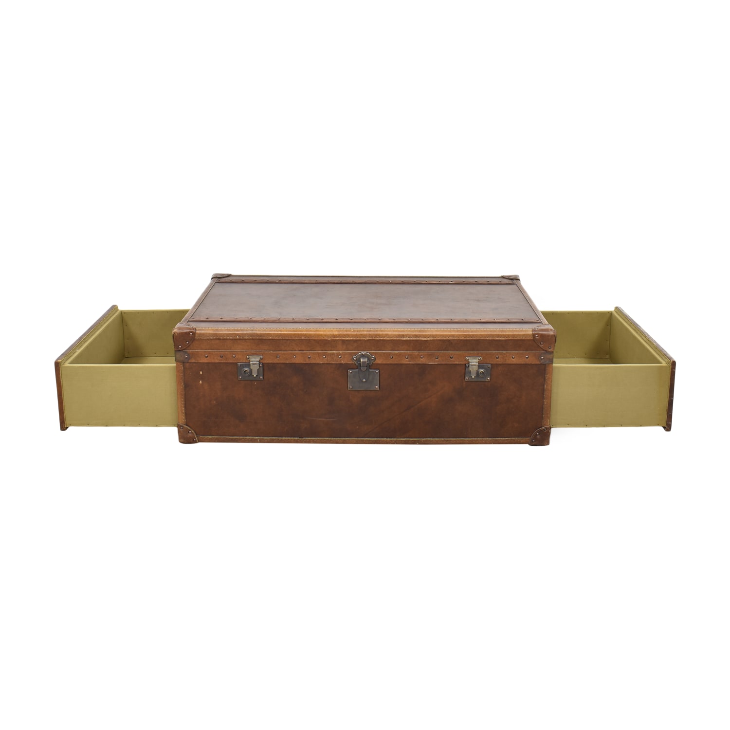 Restoration Hardware leather trunk coffee table